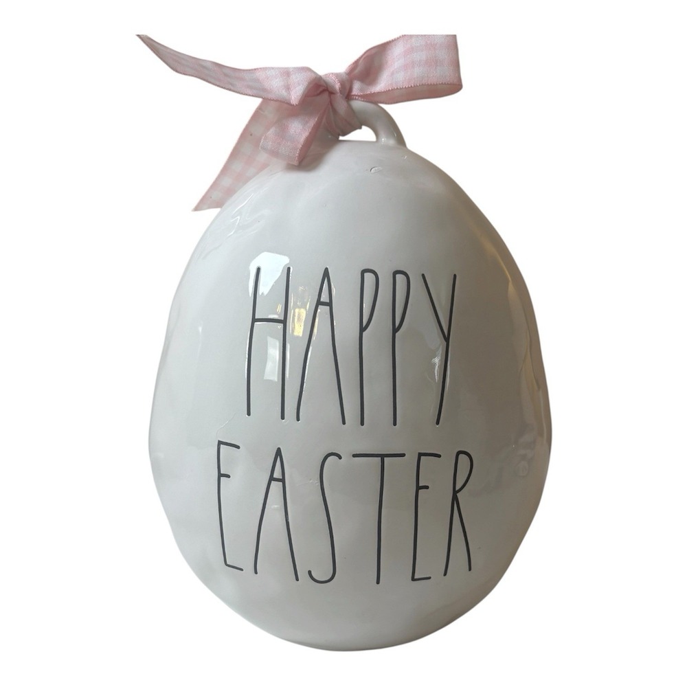 Rae Dunn Happy Easter Ceramic Decorative Egg White Artisan Collection by Magenta